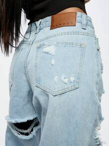 SUMWON WOMEN Quần Jeans Denim Rộng Baggy Fit - Màu xanh lam - Xem 7