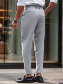 Calvornis 修身休闲裤，简约风格适合夏季商务休闲男士裤子男士裤子经典男士正装裤子男士西装裤男士西装裤 - 淺灰色 - 查看 2