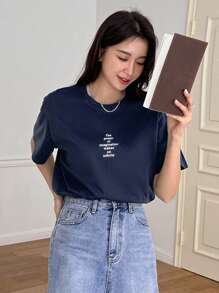 DAZY Slogan Graphic Drop Shoulder Tee The Power Of Imagination Makes Us Infinite