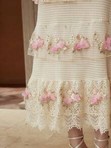 MOTF PREMIUM Falda de encaje con contraste de bordado floral