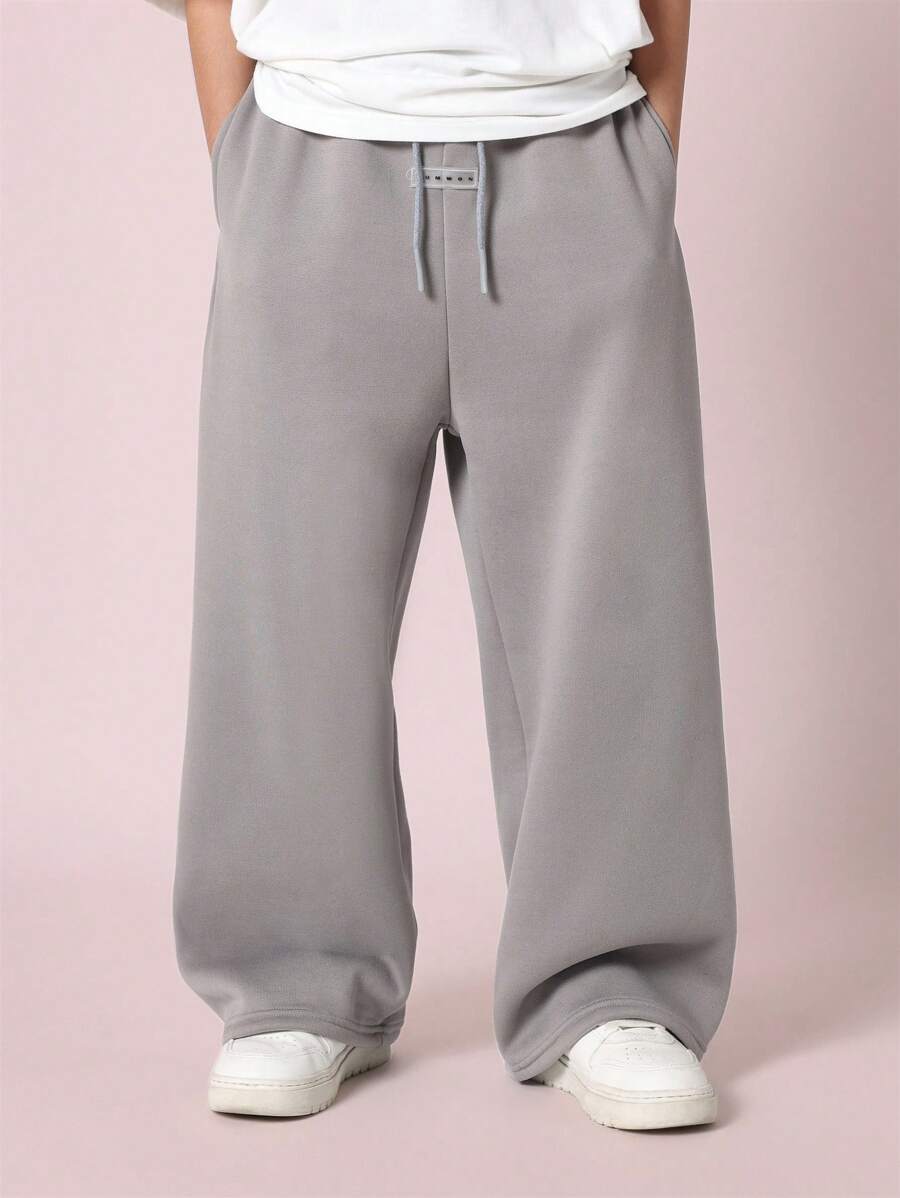 SUMWON 运动慢跑裤 弹力裤脚抓绒裤 舒适冬季运动训练休闲运动裤 带口袋 - 深灰色 - 查看 1