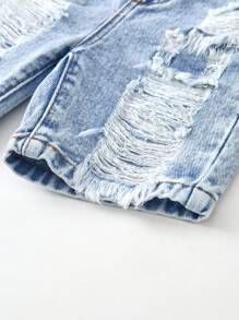 Baby Boy Casual Distressed Washed Denim Shorts, Fashionable And Versatile