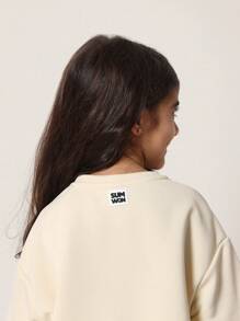 SUMWON 儿童两件套运动套装超大短款运动衫带标志松紧腰阔腿工装慢跑裤运动休闲娱乐冬季春季