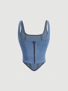 SHEIN MOD سترة دنيم للنساء، طراز بسيط مناسب للصيف