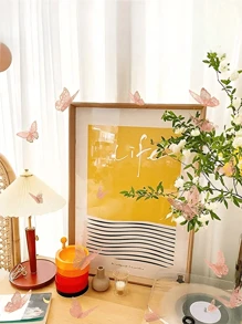 36pcs/Set Paper 3D Hollow Out Butterfly Sticker, Modern Room Decorating Creative Butterfly Sticker For Room Decor Home Decor Wall Decor Bedroom Decor Easter Decor Wedding Wall Stickers - Rose Gold - View 7