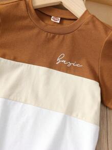 SHEIN Vacaura 男孩字母圖形貼布t恤 - 彩色 - 查看 5