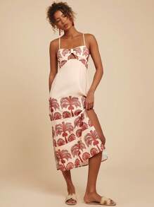 Travachic Váy ngủ in họa tiết nhiệt đới cho kỳ nghỉ thường ngày, trang phục mùa hè cho phụ nữ, trang phục phụ nữ đi nghỉ nhiệt đới, mùa hè, trang phục nghỉ mát cho phụ nữ, váy mùa hè cho phụ nữ - Màu be - Xem 4