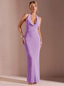 SHEIN BAE 女士纯色露背性感紧身连衣裙，春夏