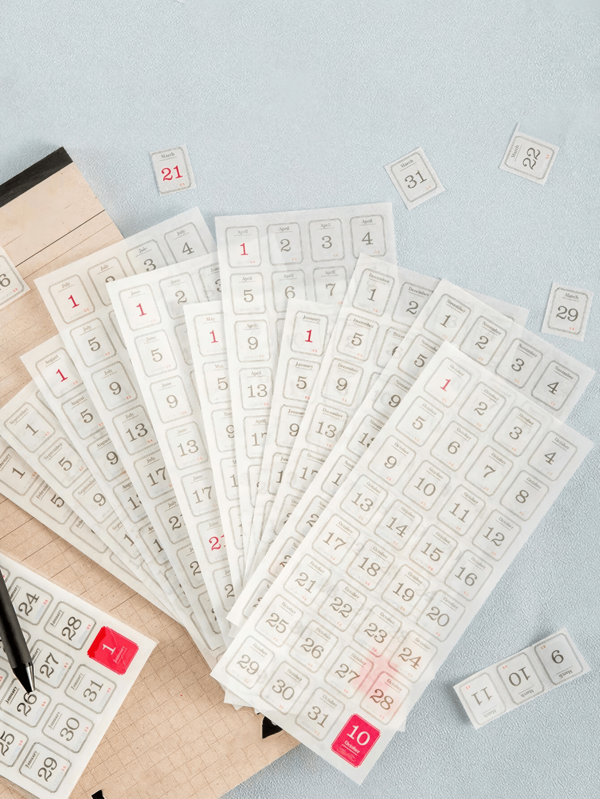 365pcs Calendar Series Stickers Decoration Scrapbooking Paper Stationery Sticker Scrapbook Supplies Laptop Cute Stickers Funny Stickers School Supplies Stickers For Journal DIY Craft Water Bottle Stickers