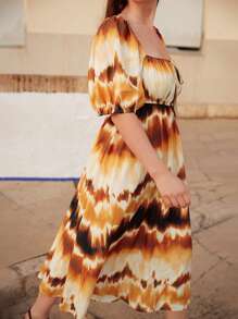 Maija Váy in họa tiết nhuộm loang tay bồng cho kỳ nghỉ hè cỡ lớn dành cho nữ - Nhiều màu - Xem 5