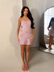 SHEIN BAE Women Sexy Minimalist Summer Dress - Pink - View 5