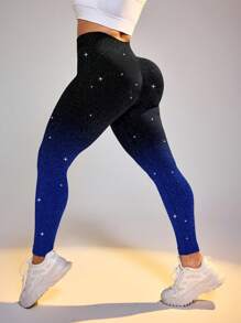 Plus Size Metallic Shiny Leggings, Party Style