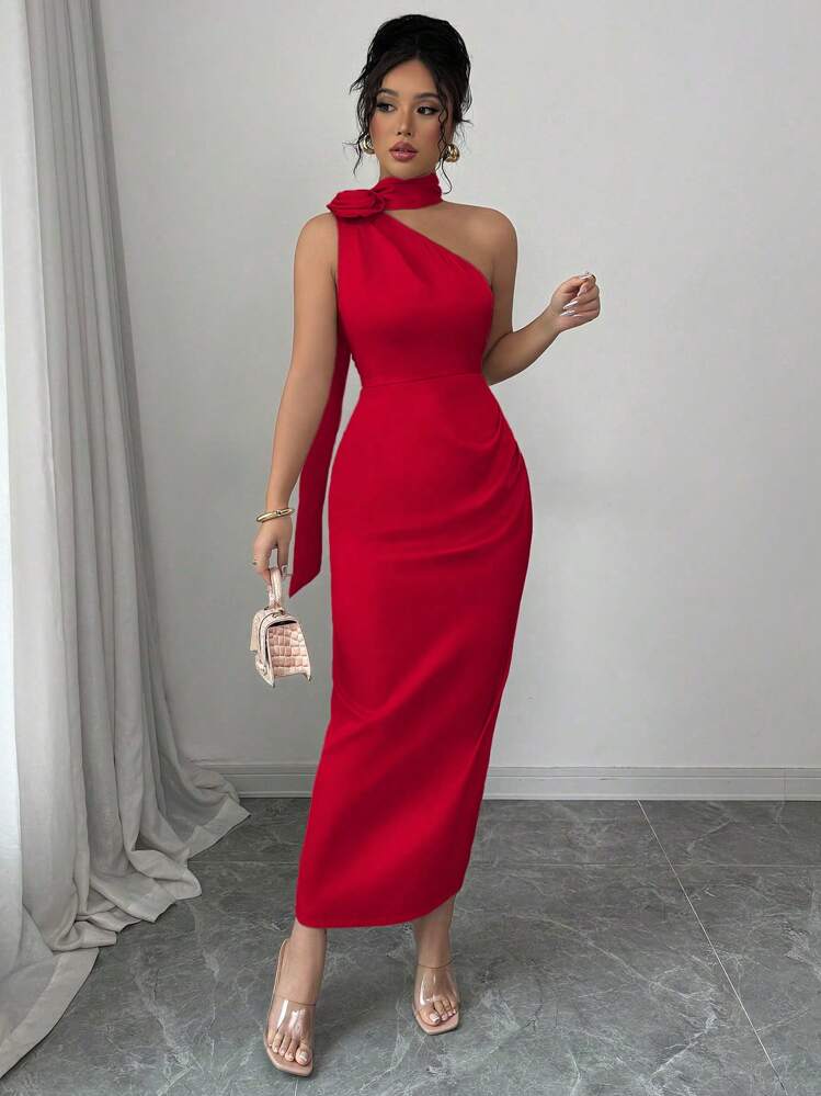 【タグ付き】andwang Élégance Ribbon Dress S Elenzga Elegant Sexy French Satin Ribbon Diagonal Shoulder Stand