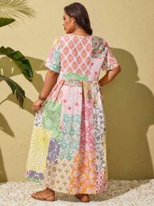 SHEIN Clasi Vestido bohemio para el Día de San Patricio, Spring Break, festivales, verano - Multicolor - Ver 2