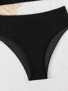 SHEIN Swim 2pcs Women Springbreak Spaghetti Strap Bikini Set, Textured Fabric With Seashell And Starfish Decor, High Waist Bikini Bottom, Adult Beach Spaghetti Strap Bikini For Summer Beach Vacation