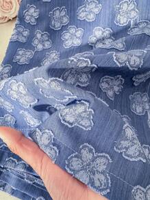 SHEIN Frenchy Plus Size Casual Resort Blue Cutout Split Skort - Blue - View 6