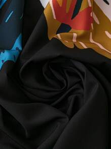 SHEIN LUNE Abito corto con maniche corte, colletto camicia, vita segnata, con stampa floreale, adatto per donna taglia comoda, per occasioni eleganti e pendolarismo