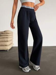RueChic Women Second Belt Detailed Sweatpant Pant With Drawstring - Navy Blue - View 4