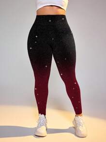Plus Size Women Shiny Leggings, Party Style - Multicolor - View 5