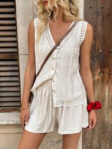 EMERY ROSE Bamboo Knot Cami And Shorts Set, Vacation & Music Festival Casual Outfit
