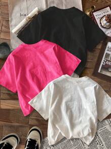 Attitoon 3 件套休闲简约樱桃印花圆领短袖修身短款 T 恤女士适合夏季 - 彩色 - 查看 2