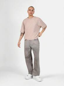 SUMWON Niezbędny T-shirt o prostym kroju, codzienny, swobodny, miejski, oversize'owy, z okrągłym dekoltem, miejski, wiosenno-letni, uniwersalny, podstawowy, minimalistyczny design - Kolor khaki - Zobacz 3