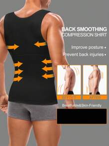 SHEIN Men's Solid Color Sleeveless Shaping Tank Top Slim Fit - Black - View 2