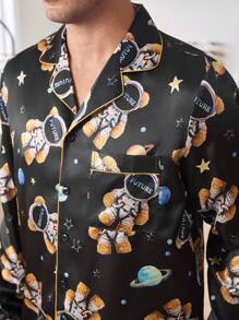 CoupledUp Men's 1set Astronaut Bear Print Pajama Set - Multicolor - View 8