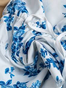 Flirla Plus Size Backless Floral Print Tank Top