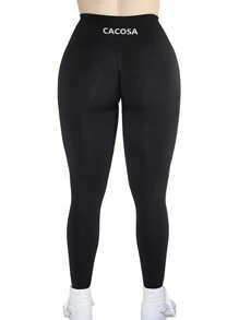 Plus Size Seamless High Waist Solid Color Sports Leggings - Multicolor - View 3