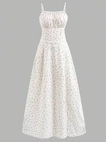 Sparklyn 2 件套青少年女孩碎花吊带连衣裙配开衫，休闲服装适合乡村度假春季 - 紫色 - 查看 5