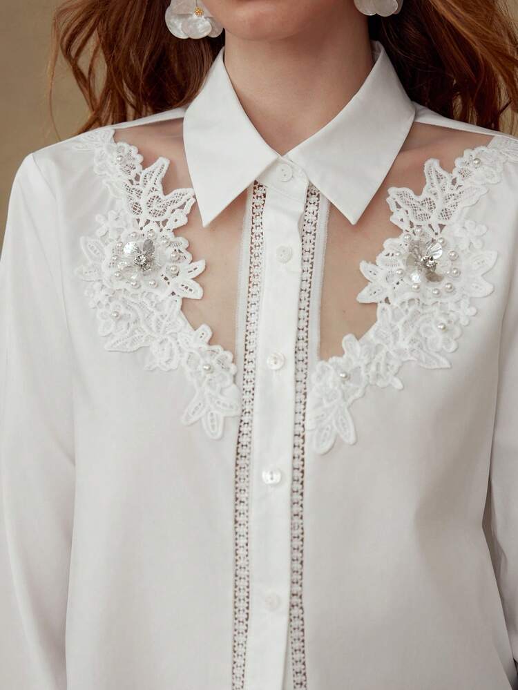CONTRAST GUIPURE LACE SHIRT