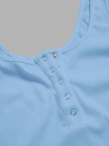 Slaydiva 休闲百搭白色深 U 领工字背心-C - 藍色 - 查看 3