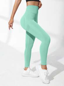 SHEIN Yoga Basic Nahtlose Sporthose mit hoher Elastizität, einfarbig, modisch