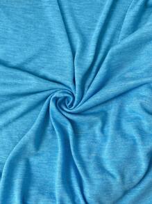 SHEIN CURVE+ Áo thun cổ tròn in hoa nhiều màu tay cánh dơi có túi cỡ lớn - Xanh đậm - Xem 9