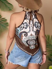 SHEIN VCAY Plus Size Sleeveless Minimalist Fashion Tank Top, Suitable For Summer