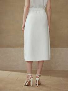 MOTF PREMIUM FLORAL EMBROIDERY A LINE SKIRT - White - View 5