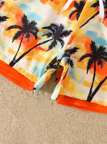 2 件套男童泳裤、热带印花插肩袖上衣和编织沙滩短裤、儿童沙滩装 - 彩色 - 查看 5