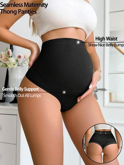 Moonlight&Mama 1pc Seamless Comfortable Maternity High-Waist Tummy Control Thong For Women