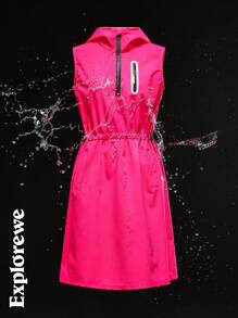 SHEIN Teens Girls Hooded Sleeveless Drawstring Waist Dress - Pink - View 1