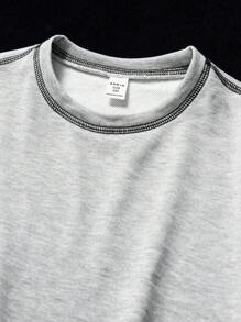 SHEIN Tween Girls Clothes Fall Daily Wear Grey Loose Sweatshirt For Thanksgiving - Grey - View 4