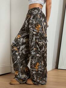 Coolane Women's Spring/Summer Y2K Cargo Basic Camo Flare Pants