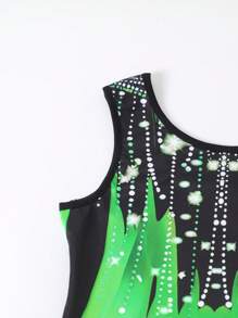 SHEIN Tween Girls Activewear Set - Glitter Dance Dress, Ballet Leotard, Dancewear, Stage Performance, Competition Costume, Tango, Yoga, Jazz, All-In-One Workout Outfit