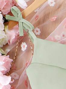 2件套少女度假雪纺吊带背心和裤子套装