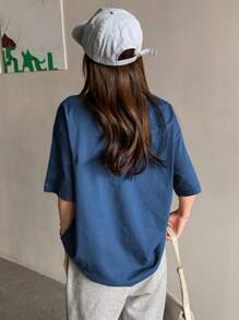 DAZY 夏季短袖超大T恤，带字母印花，学院风上衣