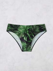 Manfinity KASUA Men's Tropical Print Beach Triangle Swimming Trunks - Black - View 1