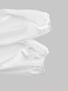 SHEIN MOD 女士白色环绕式系带蝴蝶结蝙蝠袖衬衫、女士衬衫、闪光衬衫、新年上衣