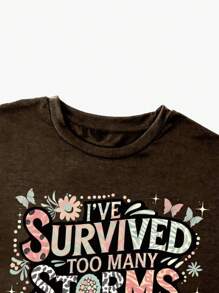 SHEIN LUNE Camisetas de manga corta de talla grande "Too Many Storms"