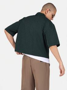 SUMWON Camisa casual a rayas con botones, top corto, moda urbana juvenil para festivales de verano y campus universitario