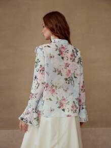 MOTF PREMIUM Blusa con estampado floral y volantes - Multicolor - Ver 6